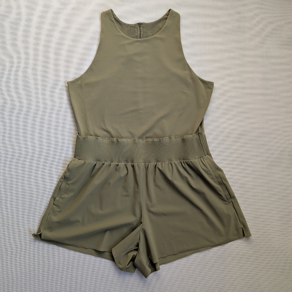 Athleta Green Sleeveless Jumpsuit with Fitted Bodice - Picture 4 of 7